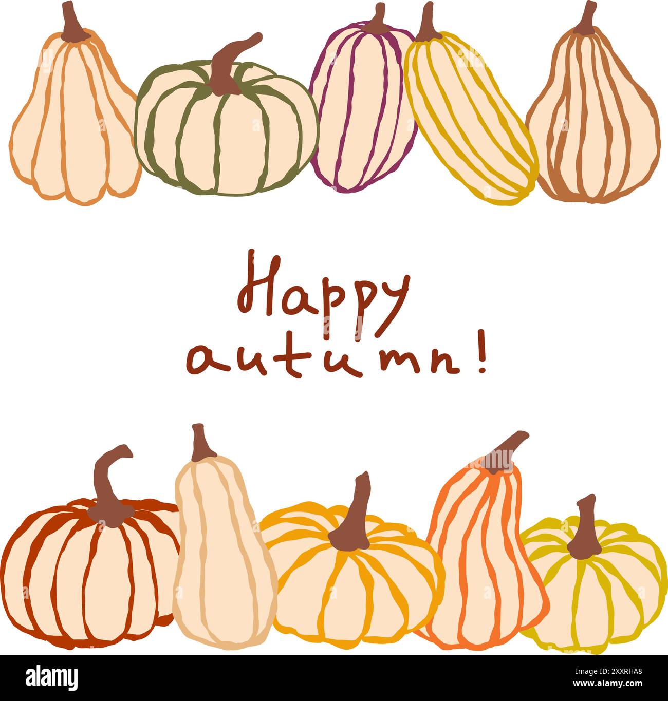 Gourdes d'automne colorées et citrouilles disposées avec un message festif dans un spectacle automnal joyeux Illustration de Vecteur