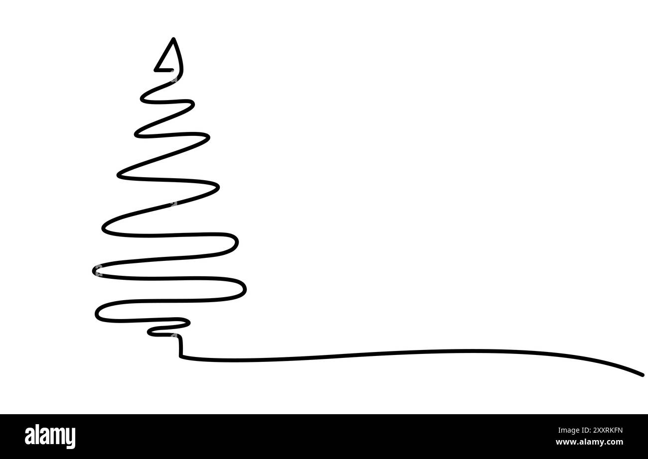 Dessin continu d'une ligne d'arbre de Noël et cadeau. Joyeux concept de Noël, ligne continue étoile d'arbre de Noël d'une ligne décorée avec des cadeaux Illustration de Vecteur