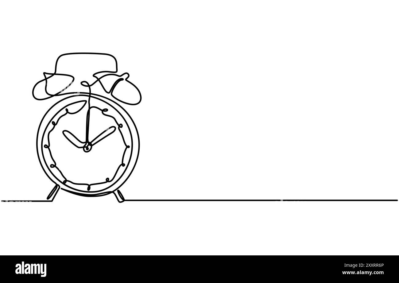 Horloge de compte à rebours ligne continue icône de contour modifiable, dessin ligne continue de l'icône gestion du temps. Illustration vectorielle de symbole dessiné à la main Illustration de Vecteur