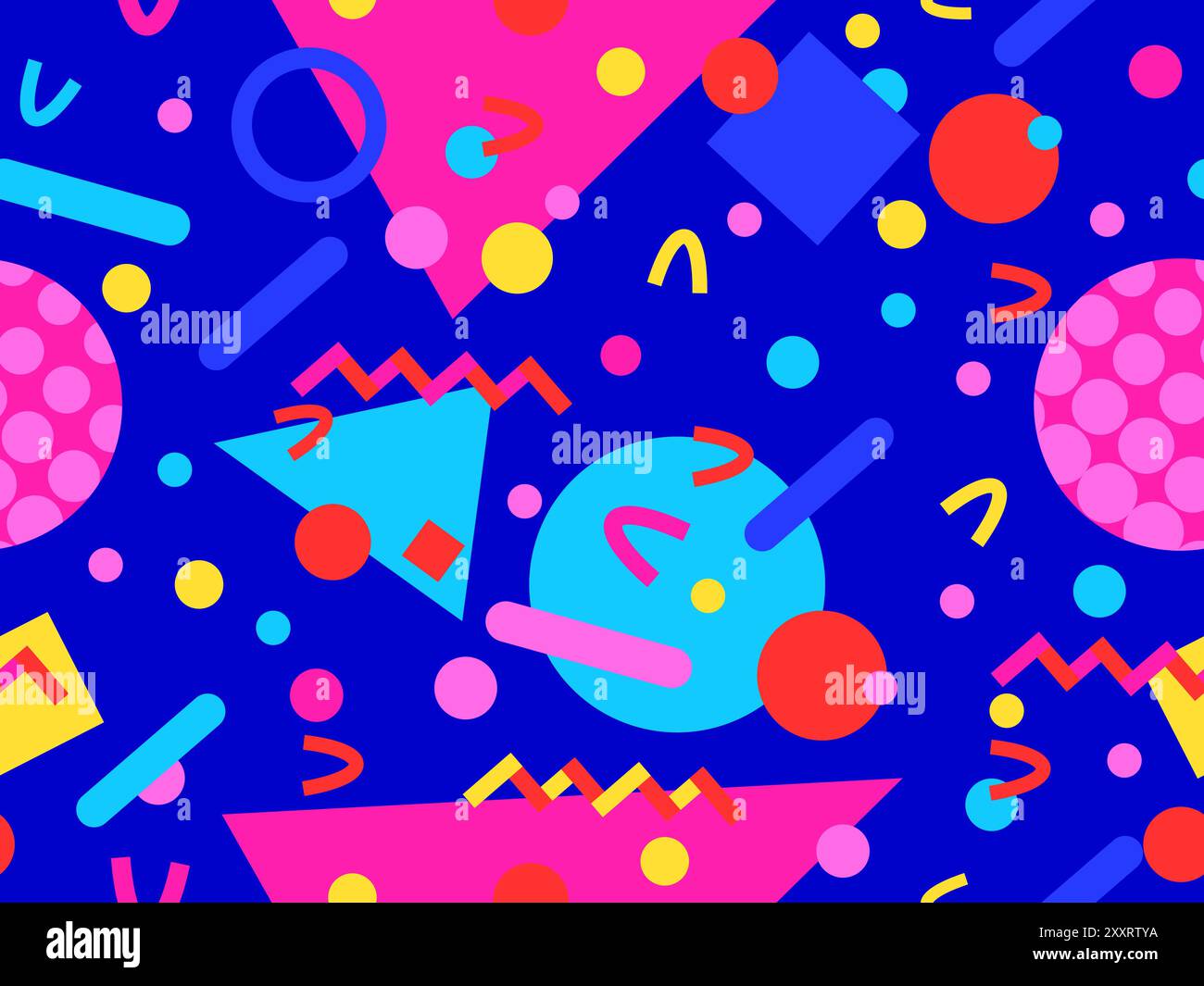 Motif géométrique sans couture avec éléments memphis dans le style 80s. Motif géométrique coloré. Conception de produits promotionnels, papier d'emballage et impression Illustration de Vecteur