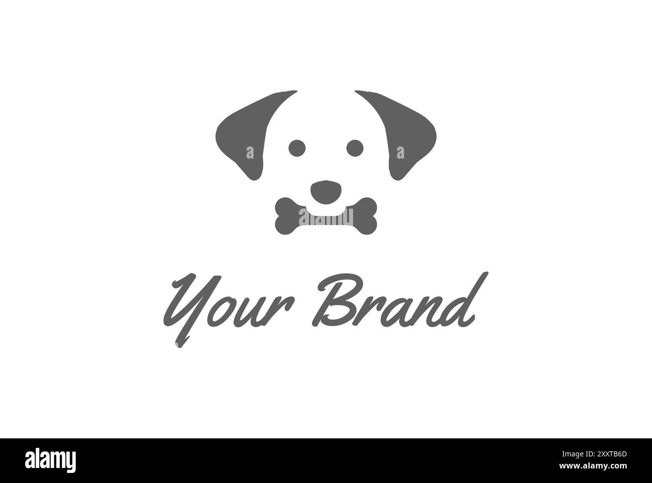 Visage simple minimaliste mignon d'os de bit de chien pour Pet Clinic logo Design Vector Illustration de Vecteur
