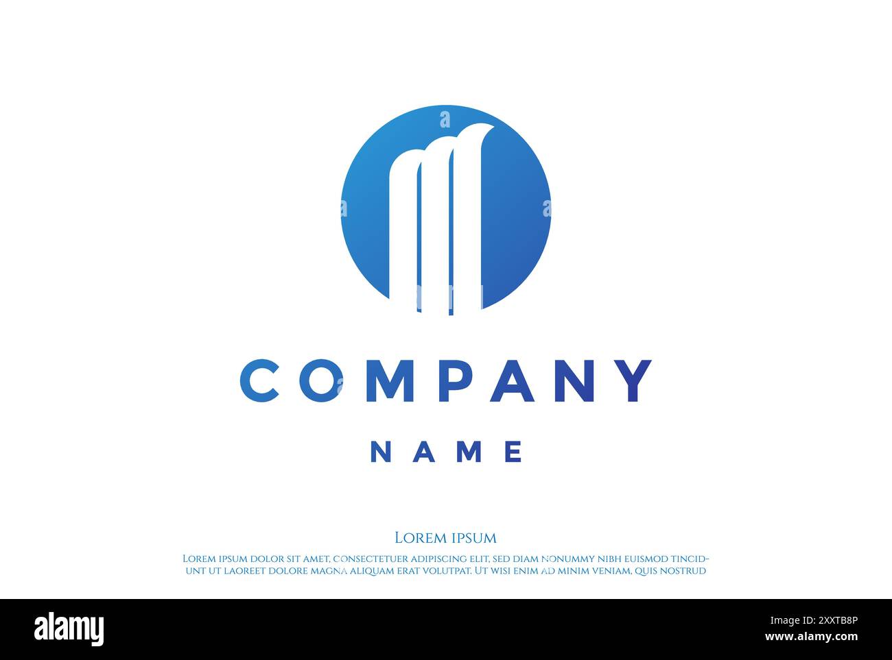 Simple lettre initiale minimaliste M Waterfall logo Design Vector Illustration de Vecteur