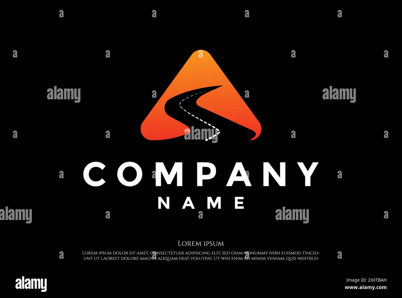 Simple minimaliste Triangle Mountain Hill Winding Street Road River Creek logo Design Vector Illustration de Vecteur