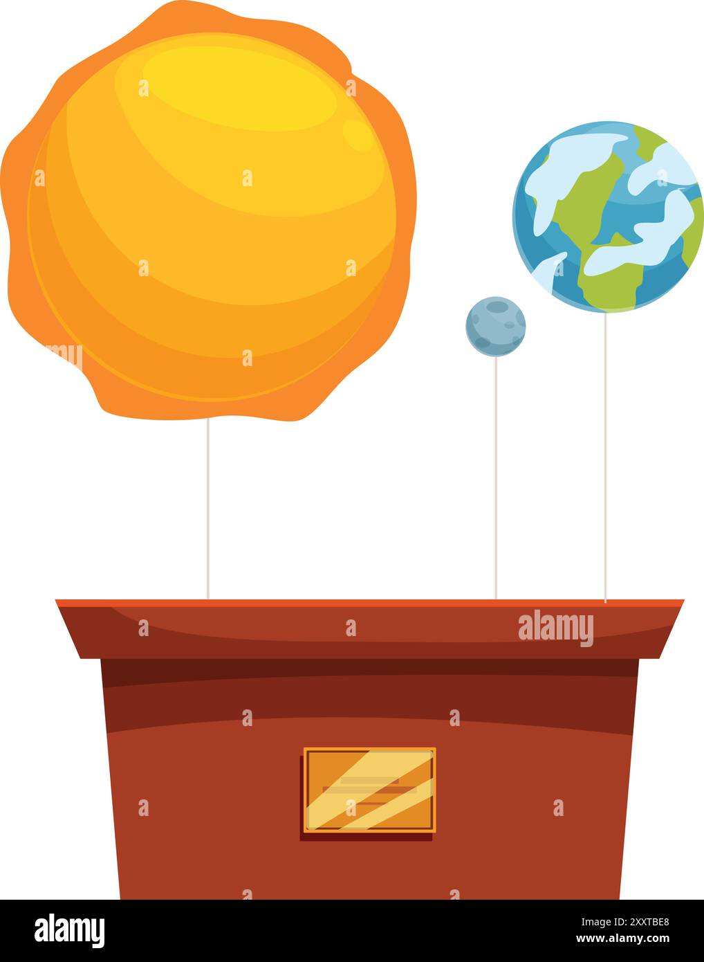 Modèle à l'échelle du système solaire montrant le soleil, la terre et la lune Illustration de Vecteur