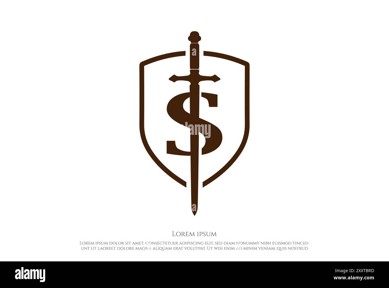 Vintage rétro Hipster lettre initiale S Sword Blade Shield logo Vector Illustration de Vecteur