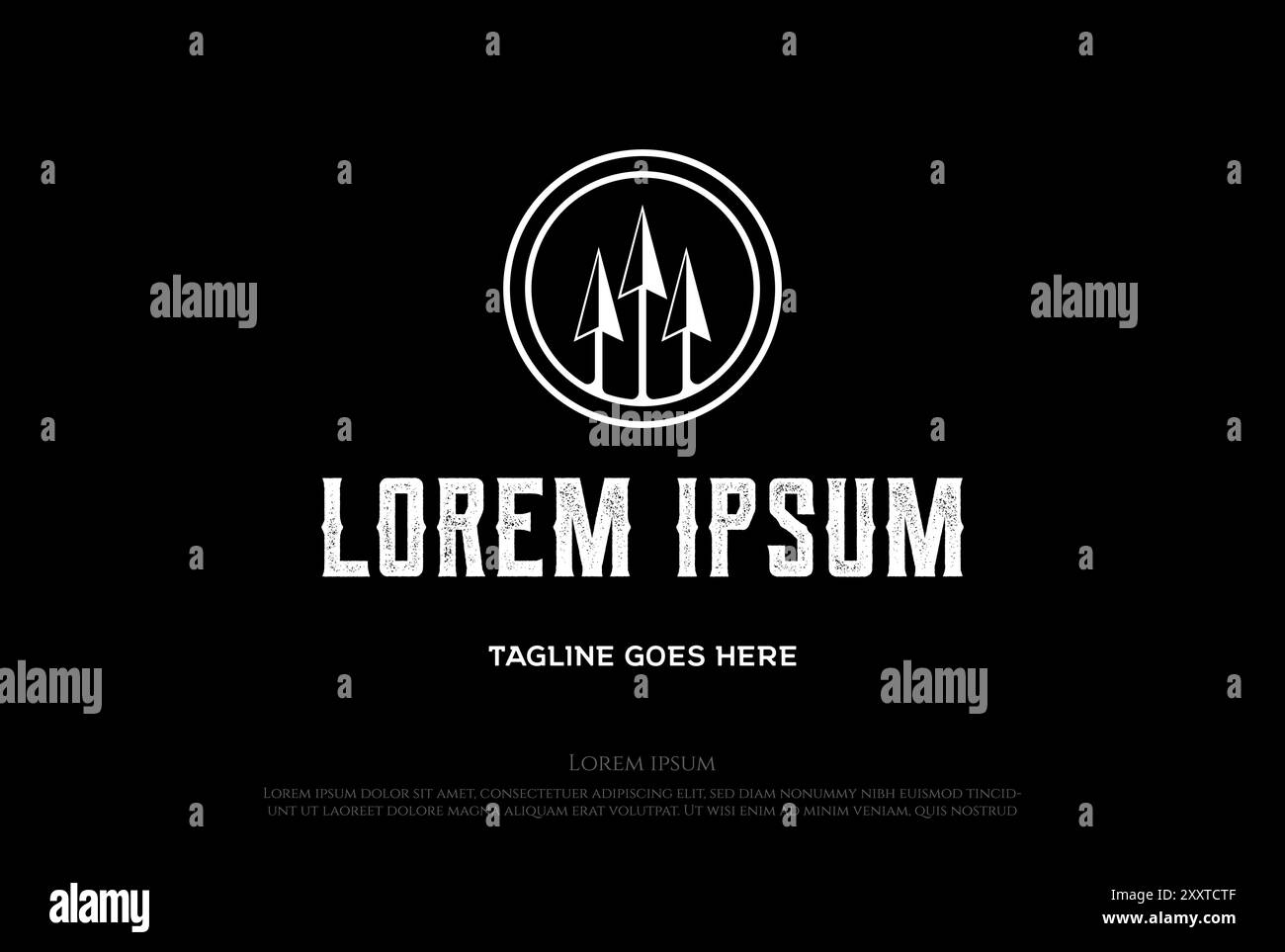 Simple minimaliste 3 trois Trident Triple flèche Spear logo vecteur de conception Illustration de Vecteur