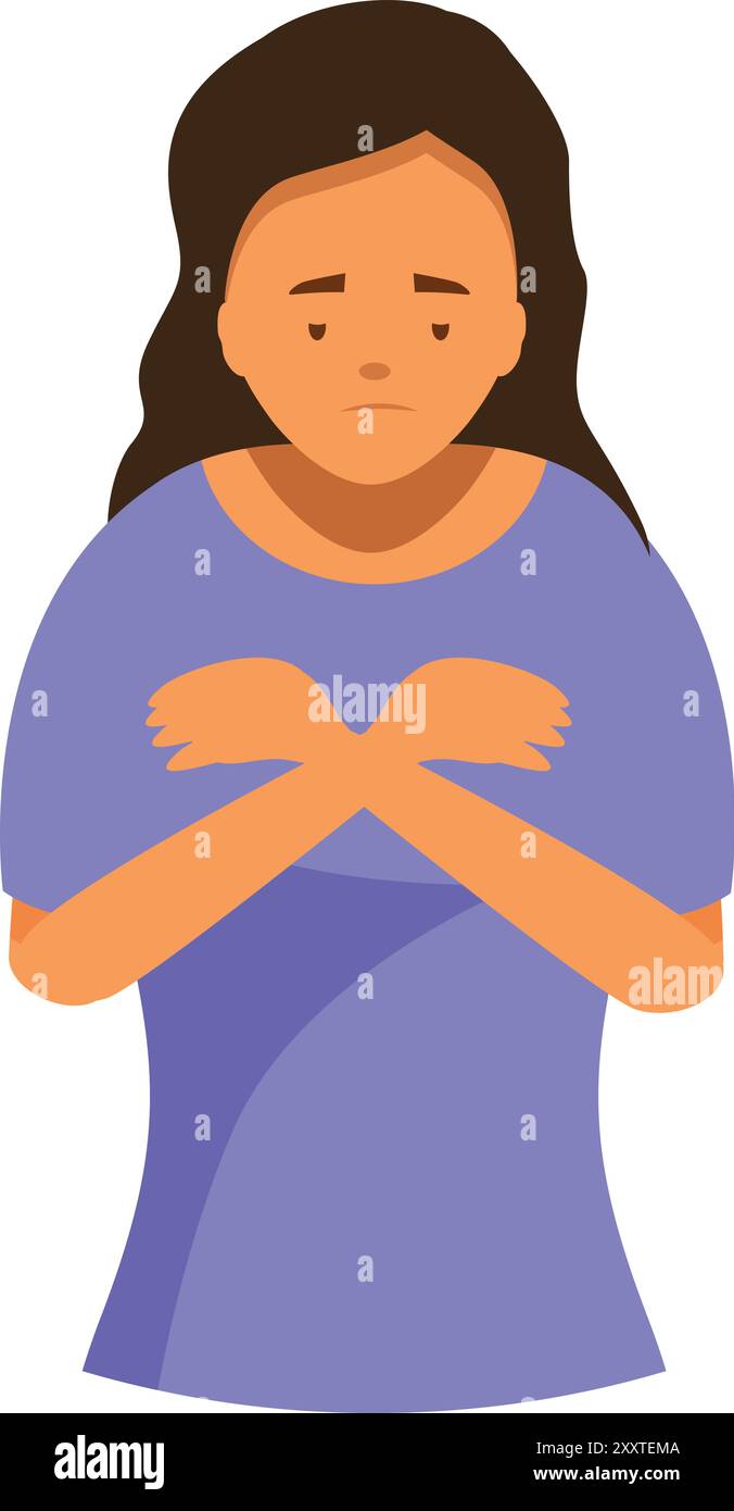 Femme tenant sa poitrine souffrant de douleurs thoraciques, symptômes possibles de crise cardiaque Illustration de Vecteur