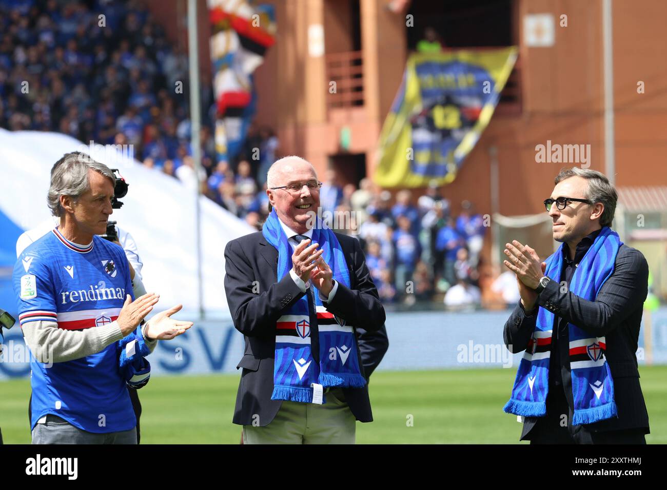 Genova, Italie. 05 mai 2024. Roberto Mancini, Sven Eriksson et le président de SampdoriaÕs Matteo Manfredi lors du match de football Serie BKT entre la Sampdoria et Reggiana au stade Luigi Ferraris Stadium de Gênes, Italie - dimanche 05 mai 2024 - Sport Soccer (photo de Tano Pecoraro/LaPresse) crédit : LaPresse/Alamy Live News Banque D'Images