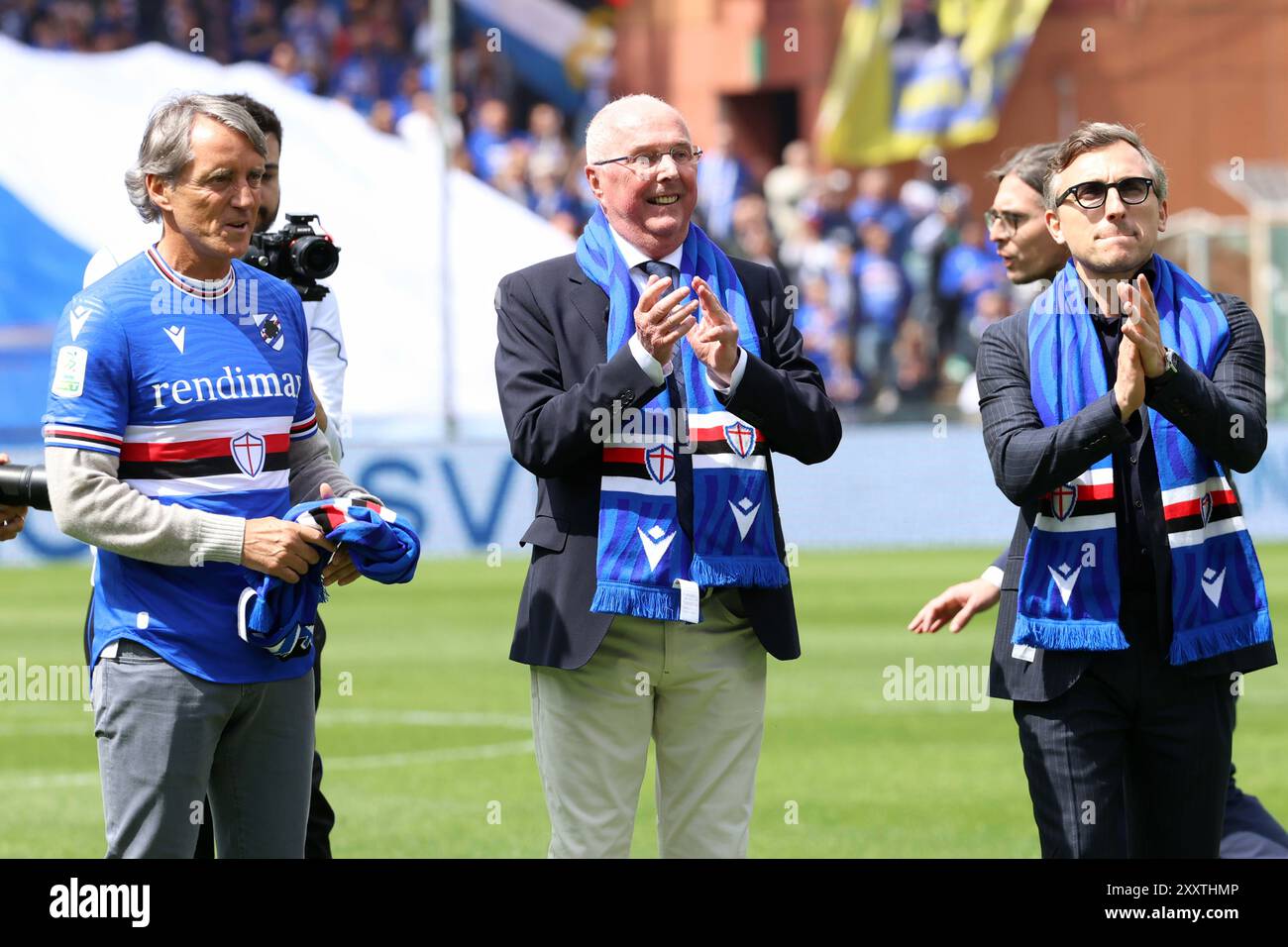 Genova, Italie. 05 mai 2024. Roberto Mancini, Sven Eriksson et le président de la Sampdoria Matteo Manfredi lors du match de football Serie BKT entre la Sampdoria et Reggiana au stade Luigi Ferraris Stadium de Gênes, Italie - dimanche 05 mai 2024 - Sport Soccer (photo de Tano Pecoraro/LaPresse) crédit : LaPresse/Alamy Live News Banque D'Images