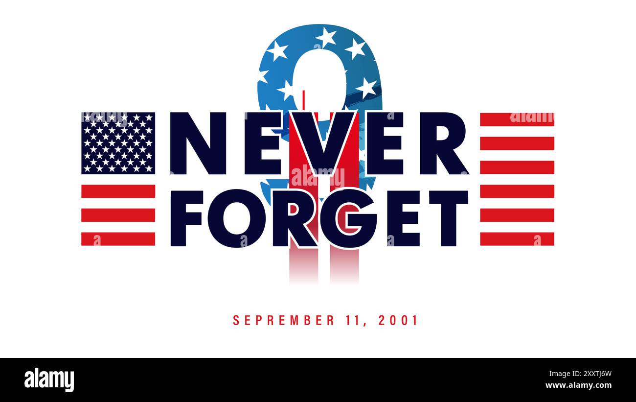 Never Forget 9,11 Lettering, 11 septembre 2001. Illustration vectorielle pour Patriot Day Illustration de Vecteur