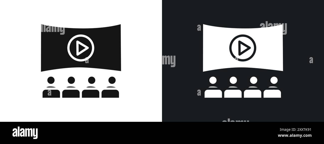 icône d'audience de cinéma signe graphique vectoriel linéaire ou symbole défini pour l'interface utilisateur de l'application web Illustration de Vecteur