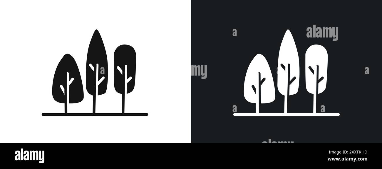 Icône de forêt graphique vectorielle linéaire signe ou symbole défini pour l'interface utilisateur de l'application Web Illustration de Vecteur