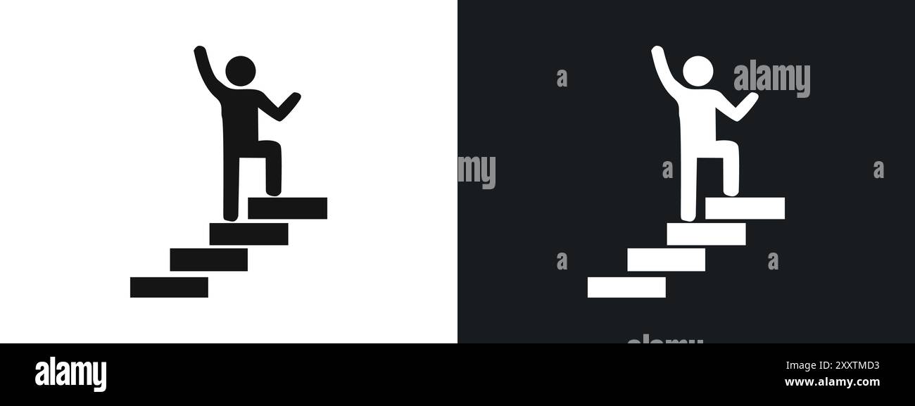 icône homme sur les escaliers signe graphique vectoriel linéaire ou symbole défini pour l'interface utilisateur de l'application web Illustration de Vecteur