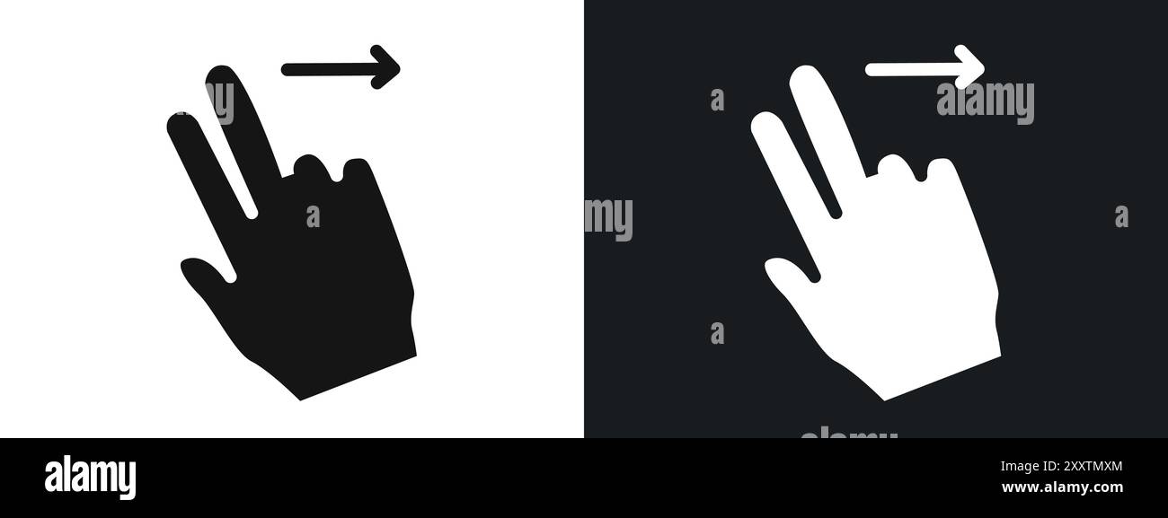 deux doigts glissent vers la droite icône graphique vectorielle linéaire signe ou symbole défini pour l'interface utilisateur de l'application web Illustration de Vecteur