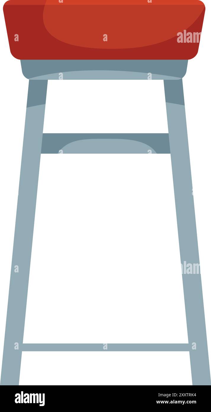 Illustration simple d'un tabouret rembourré rouge debout sur fond blanc Illustration de Vecteur