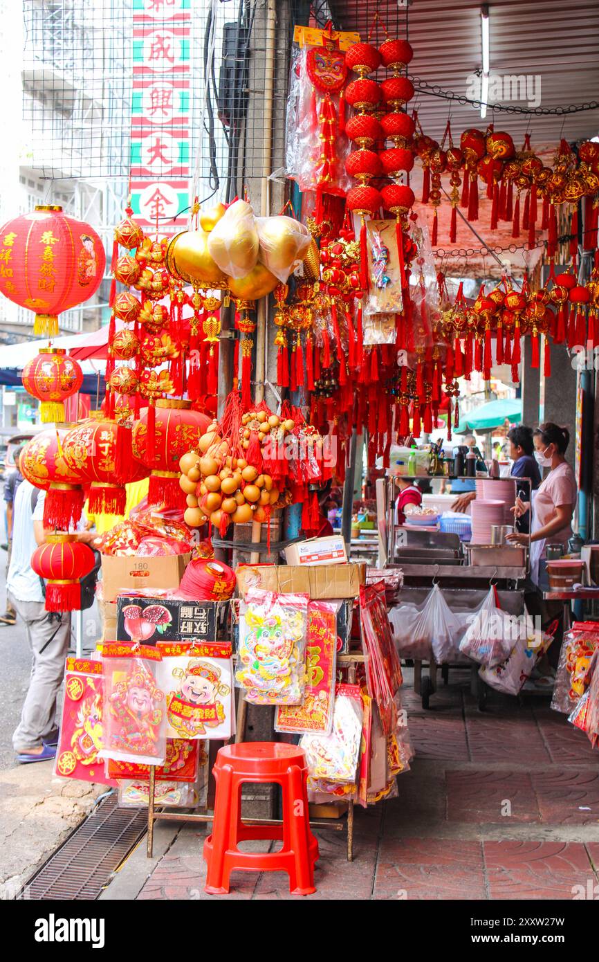 Bangkok, Thaïlande, Asie du Sud-est, Asie. Chinatown. Un magasin Chinatown de Bangkok est l'un des plus grands Chinatown dans le monde. Elle a été fondée en 1782. Banque D'Images