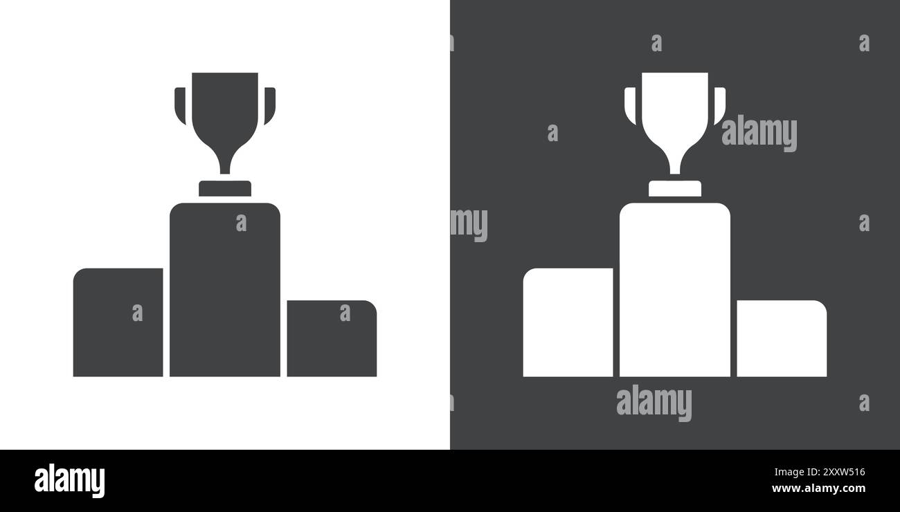 Champion podium Icon Flat Set en vecteur de contour de couleur noir et blanc Illustration de Vecteur