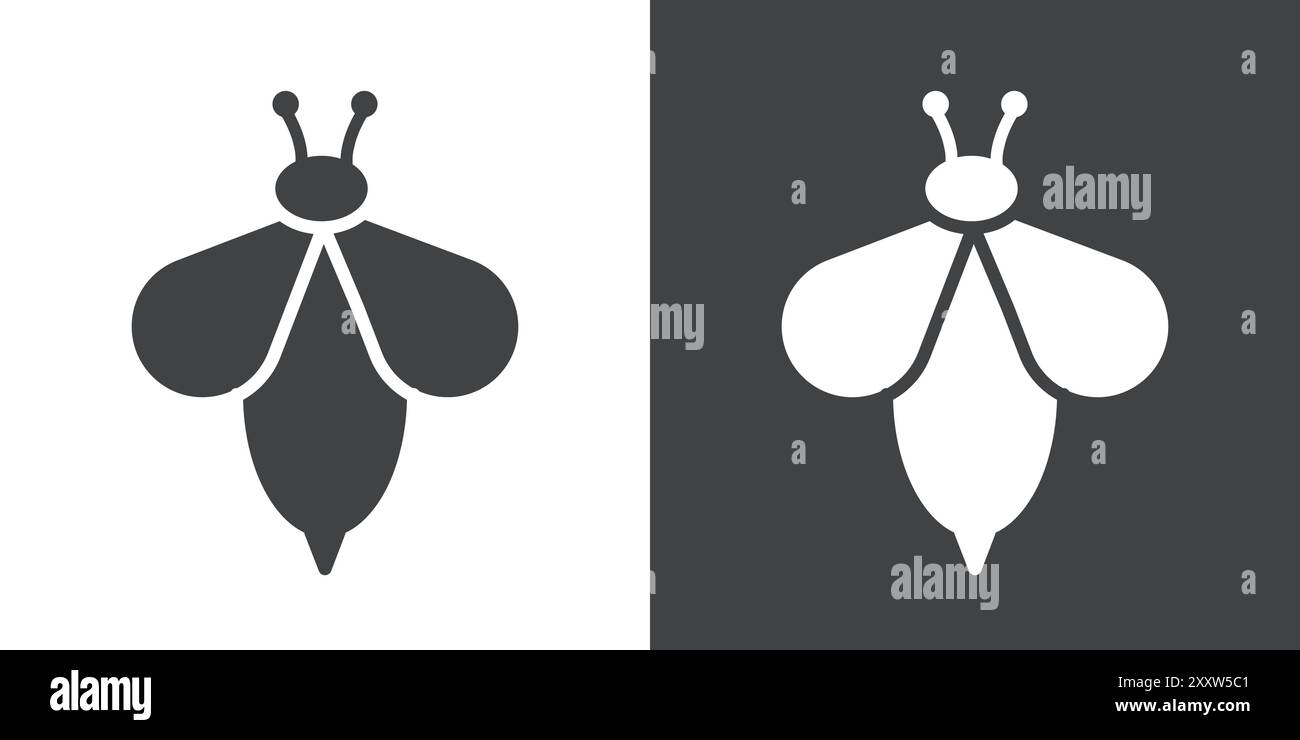 Honey Bee Icon Flat Set dans le vecteur de contour de couleur noir et blanc Illustration de Vecteur