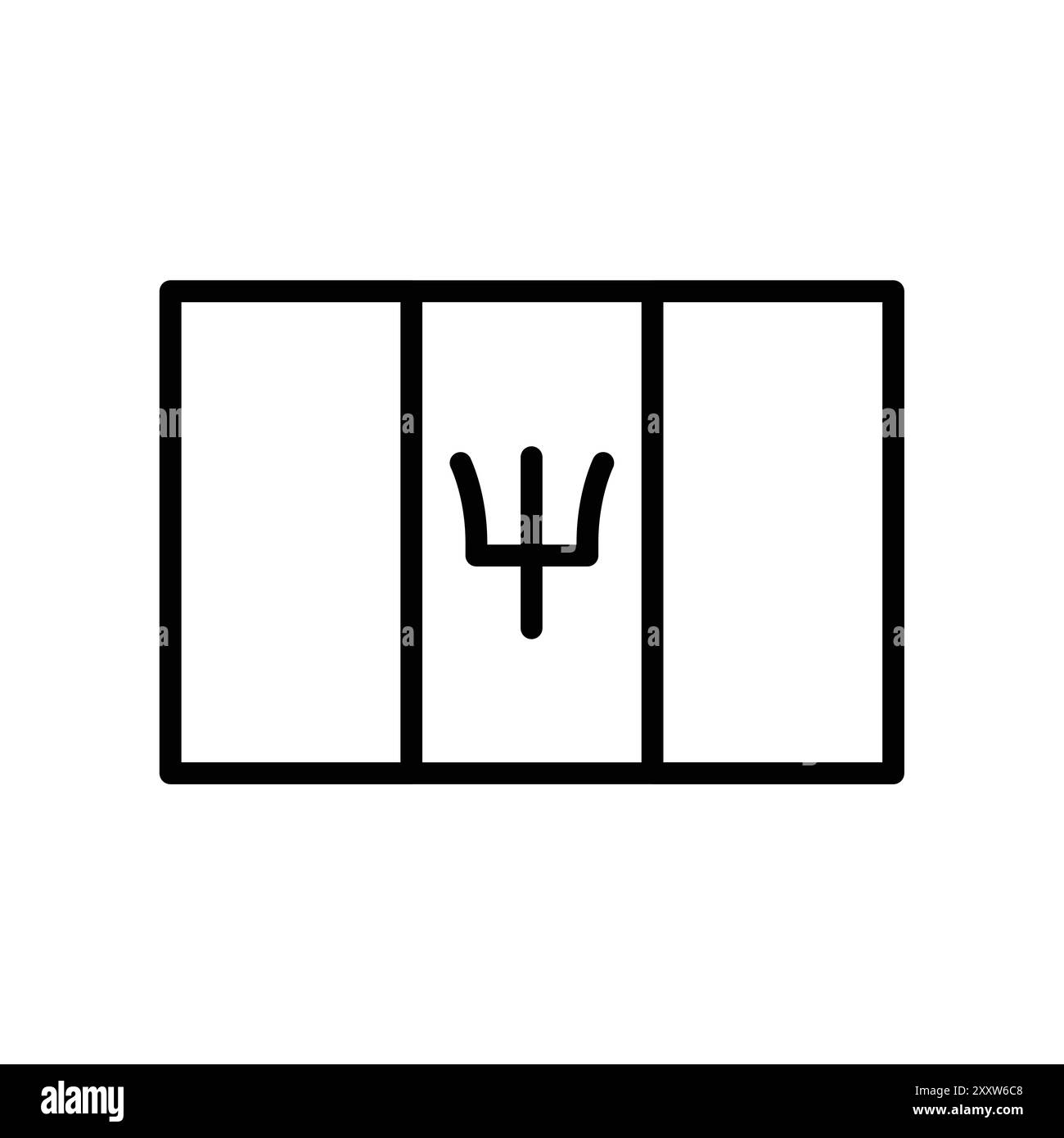 Icône de drapeau de pays de la Barbade ensemble plat en noir et blanc vecteur de contour de couleur Illustration de Vecteur