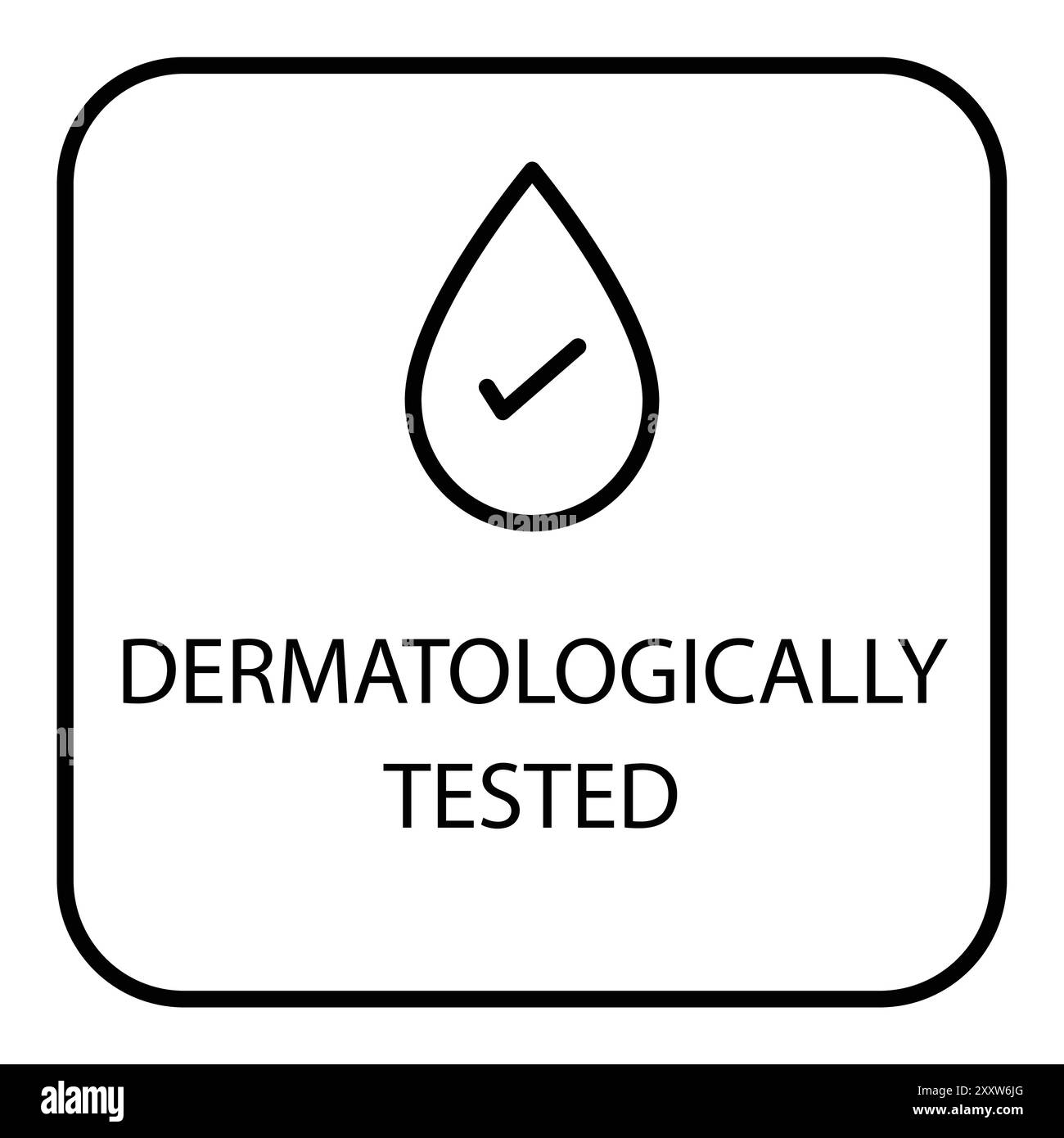Dermatologiquement testé Icon Flat Set dans le vecteur de contour de couleur noir et blanc Illustration de Vecteur