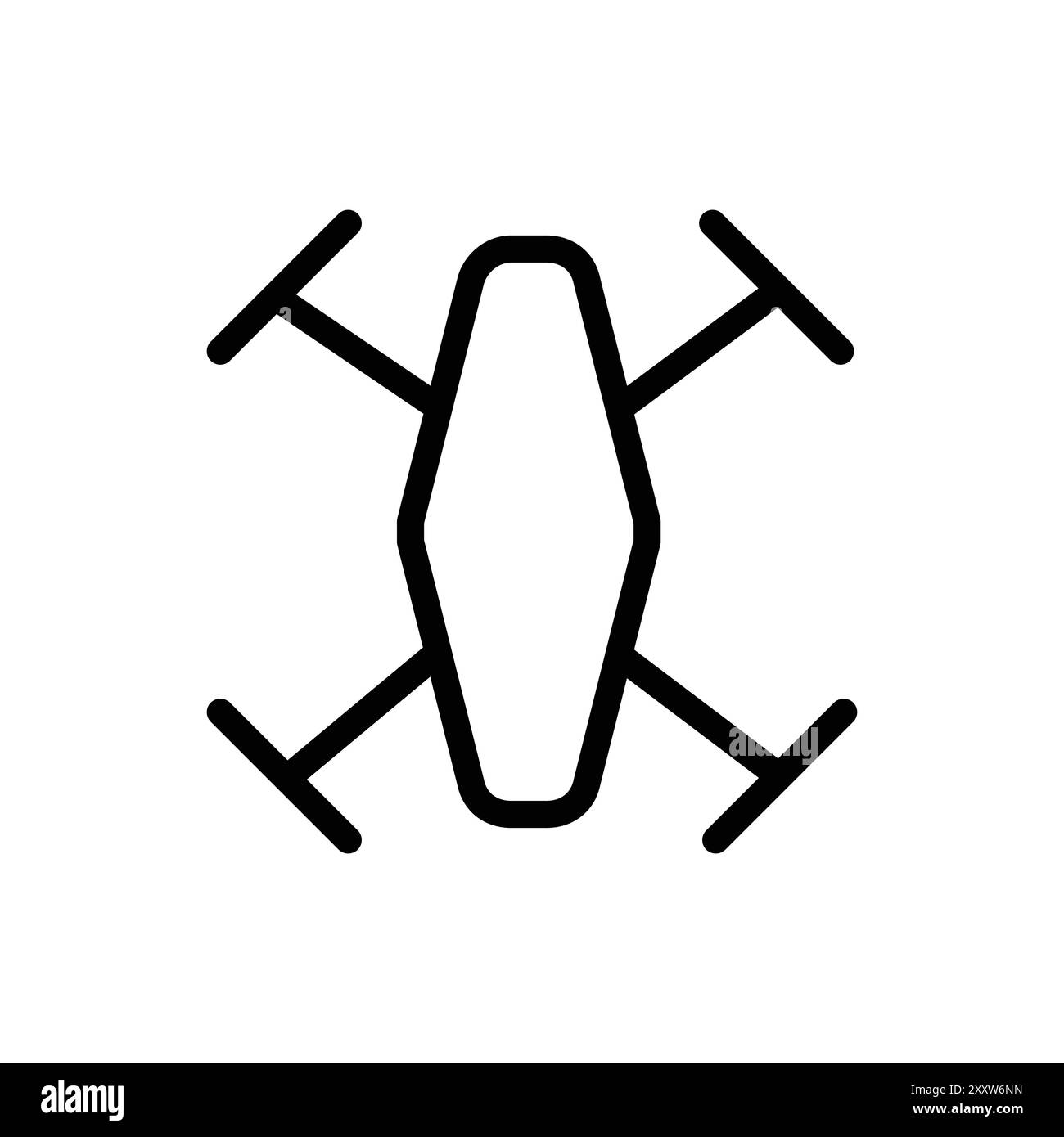 Drone Technology Icon Flat Set en vecteur de contour de couleur noir et blanc Illustration de Vecteur