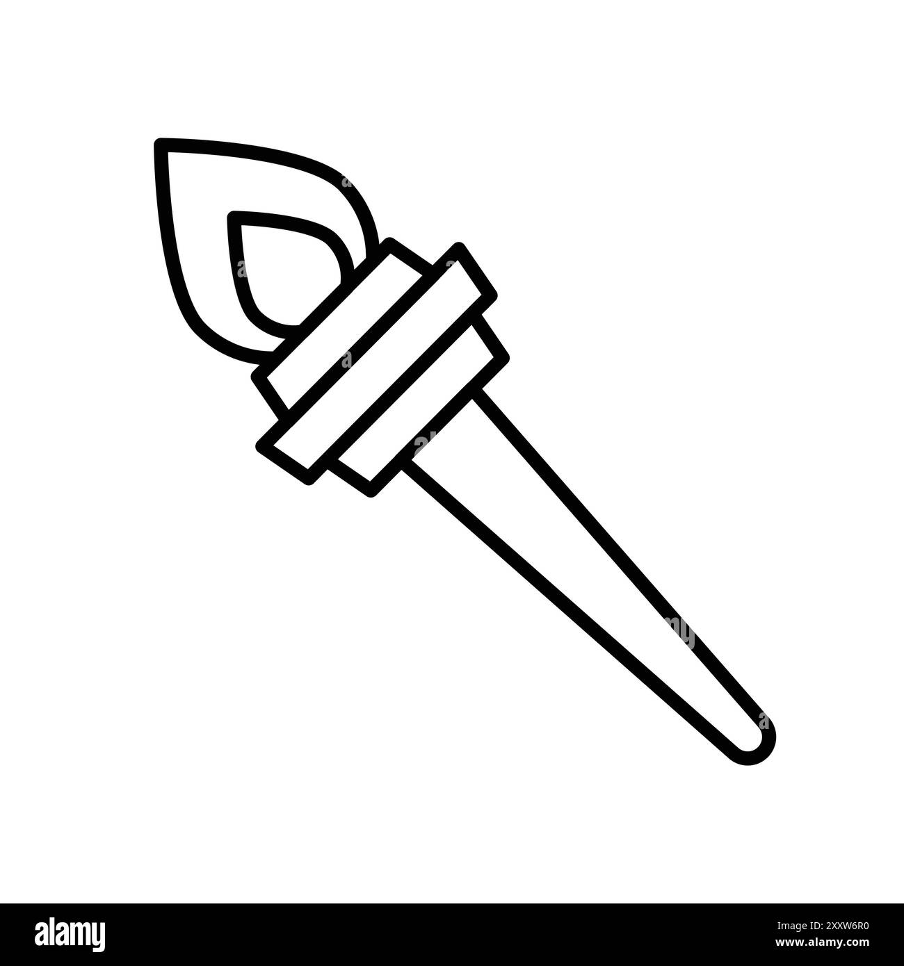 Torch Flame Icon Flat Set dans le vecteur de contour de couleur noir et blanc Illustration de Vecteur