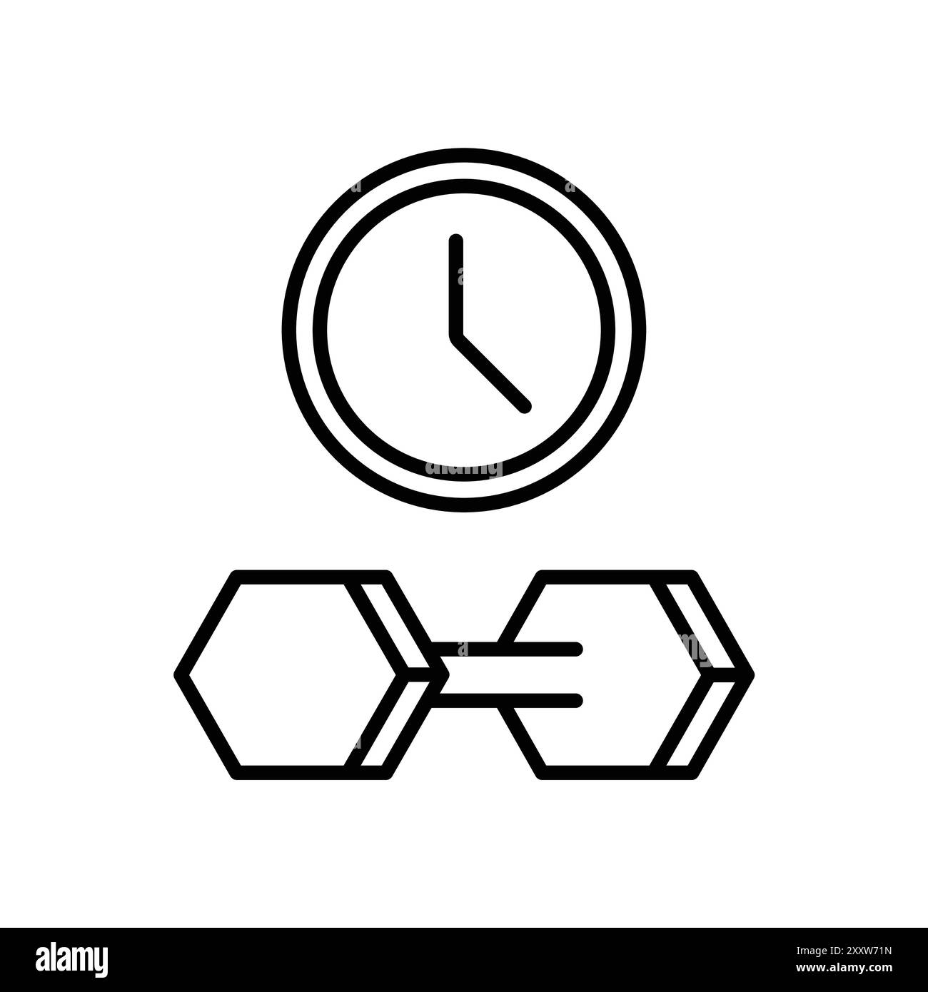 Icône de temps d'exercice Flat Set dans le vecteur de contour de couleur noir et blanc Illustration de Vecteur