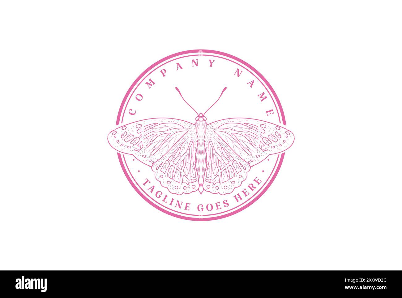 Papillon d'insecte minimaliste simple pour le vecteur de conception de logo de mode de beauté Illustration de Vecteur