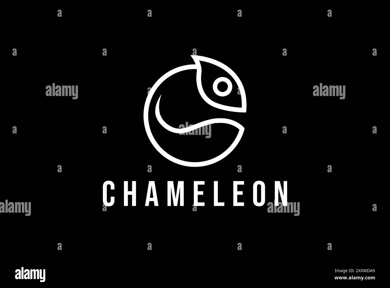 Tête de caméléon circulaire minimaliste simple pour le vecteur de conception de logo de vêtements de mode Illustration de Vecteur