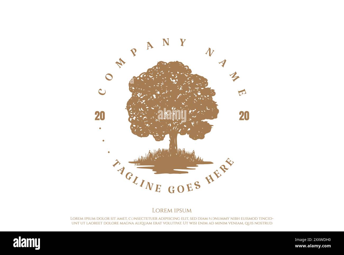 Vintage Retro Oak Banyan Maple Family Tree Life logo Design Vector Illustration de Vecteur