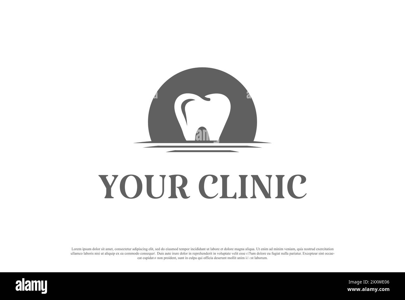 Lever de soleil minimaliste simple avec dent Tooth pour le vecteur de conception de logo de clinique dentaire Illustration de Vecteur
