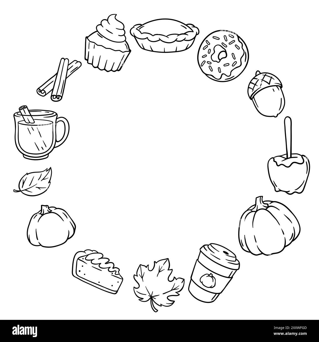 Articles d'automne et design alimentaire. Joyeux Thanksgiving et symboles traditionnels d'Halloween. Illustration de Vecteur