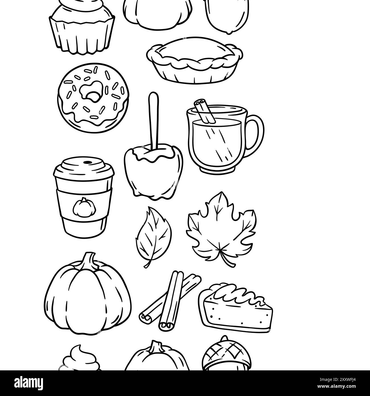 Articles d'automne et modèle de nourriture. Joyeux Thanksgiving et symboles traditionnels d'Halloween. Illustration de Vecteur