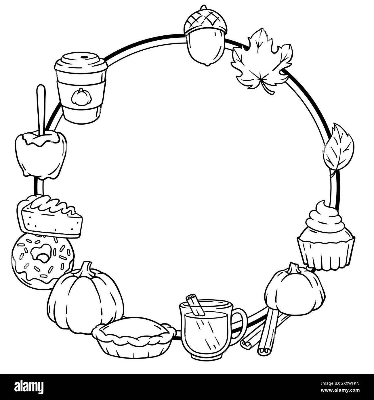 Articles d'automne et carte alimentaire. Joyeux Thanksgiving et symboles traditionnels d'Halloween. Illustration de Vecteur