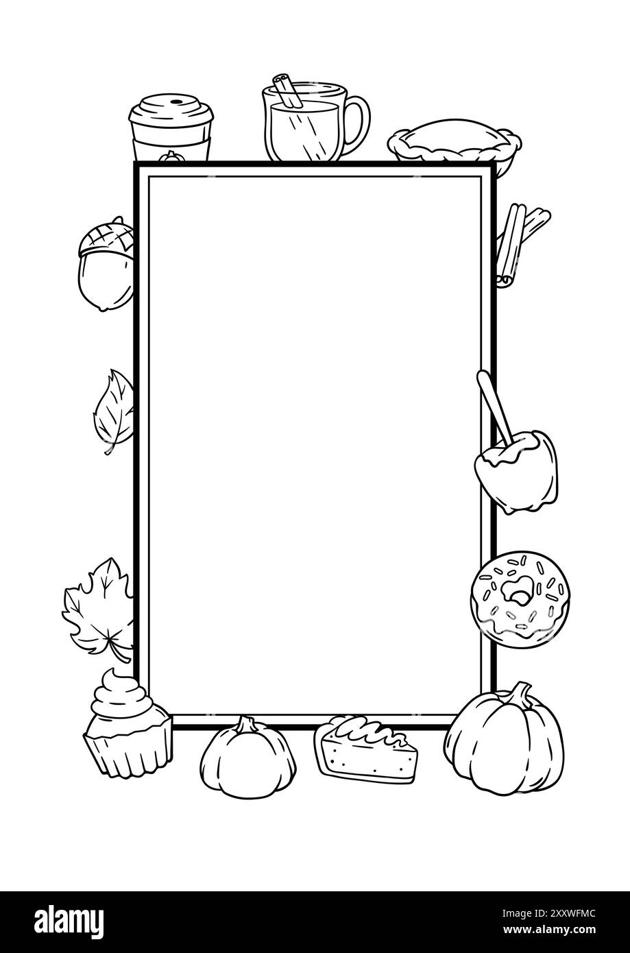 Articles d'automne et carte alimentaire. Joyeux Thanksgiving et symboles traditionnels d'Halloween. Illustration de Vecteur