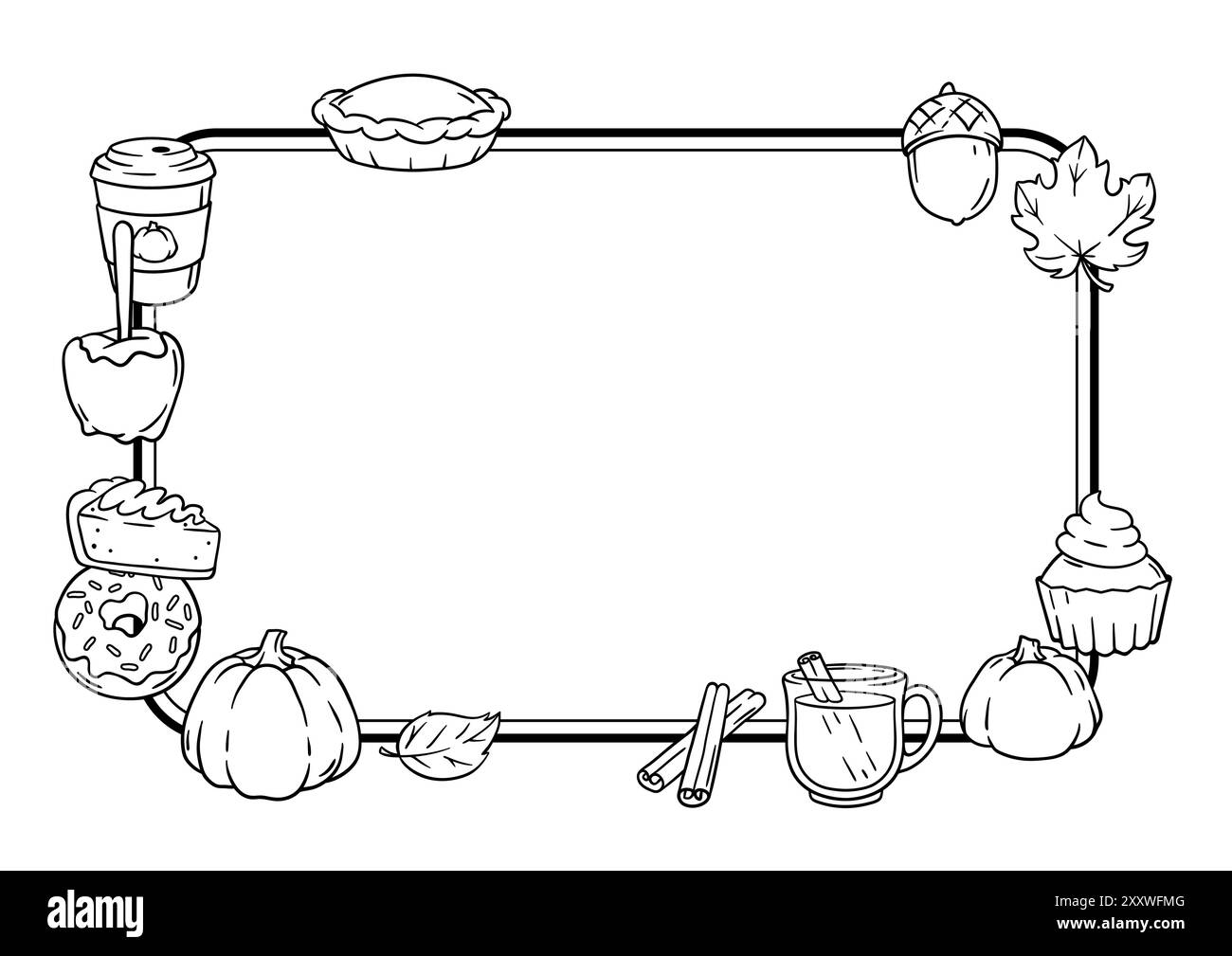 Articles d'automne et carte alimentaire. Joyeux Thanksgiving et symboles traditionnels d'Halloween. Illustration de Vecteur