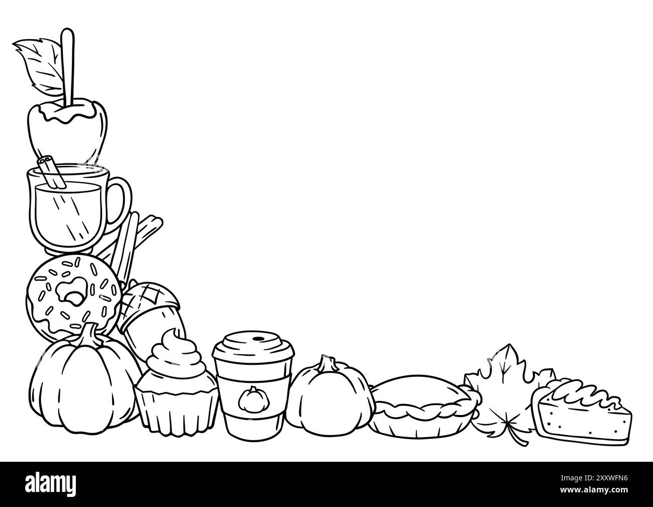 Articles d'automne et design alimentaire. Joyeux Thanksgiving et symboles traditionnels d'Halloween. Illustration de Vecteur