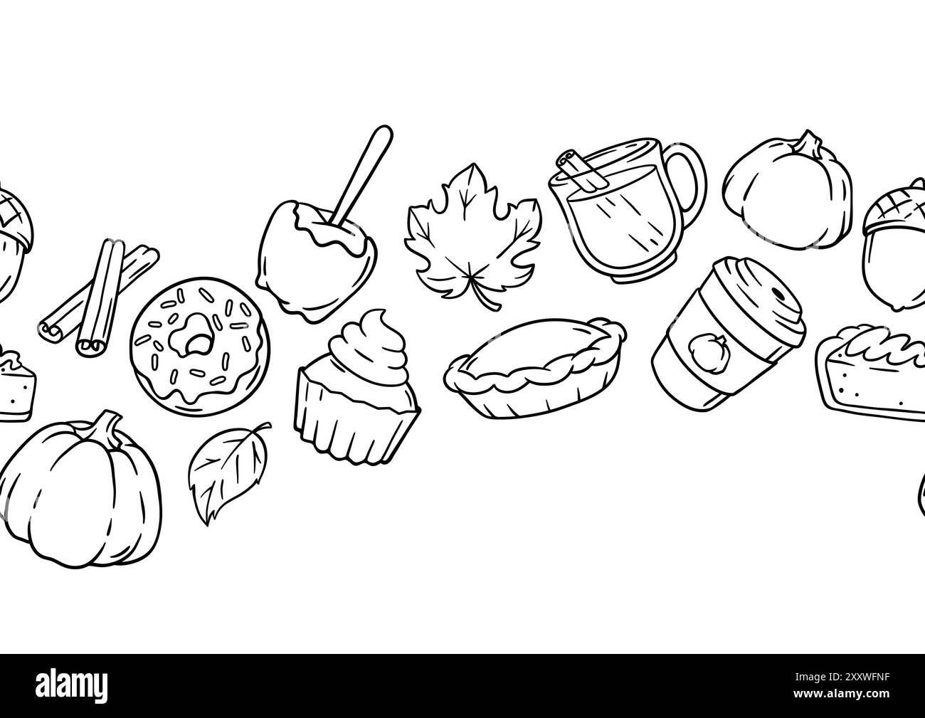 Articles d'automne et modèle de nourriture. Joyeux Thanksgiving et symboles traditionnels d'Halloween. Illustration de Vecteur