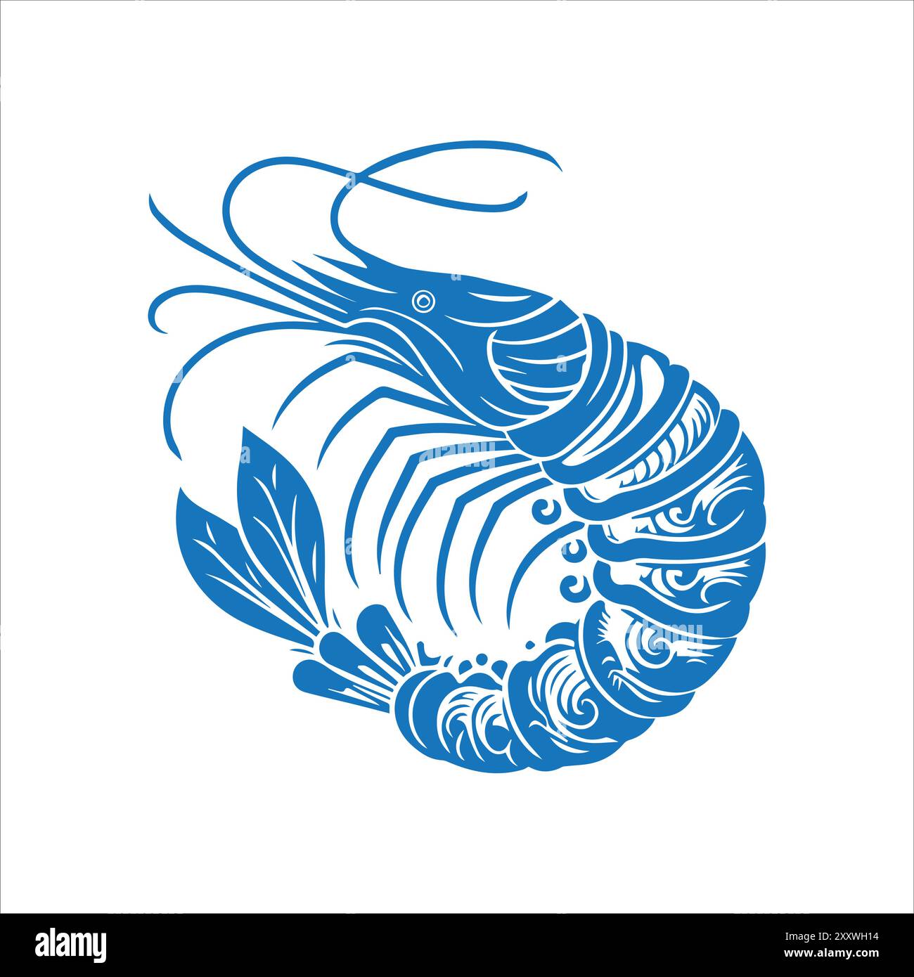 Silhouette de crevette bleue - icône vectorielle découpée Illustration de Vecteur