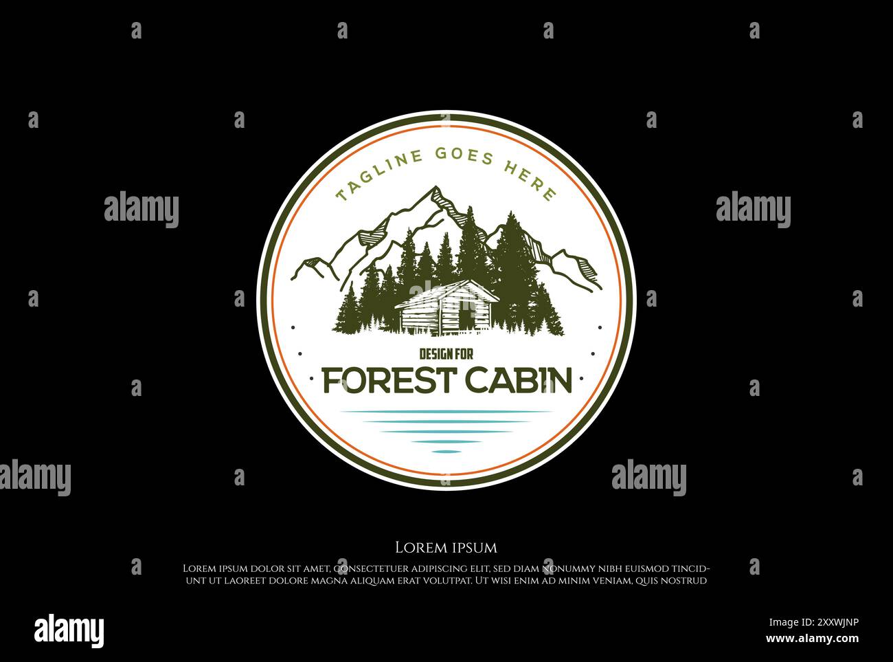 Mountain Forest Cabin Cottage Barn Chalet logo vecteur de conception Illustration de Vecteur