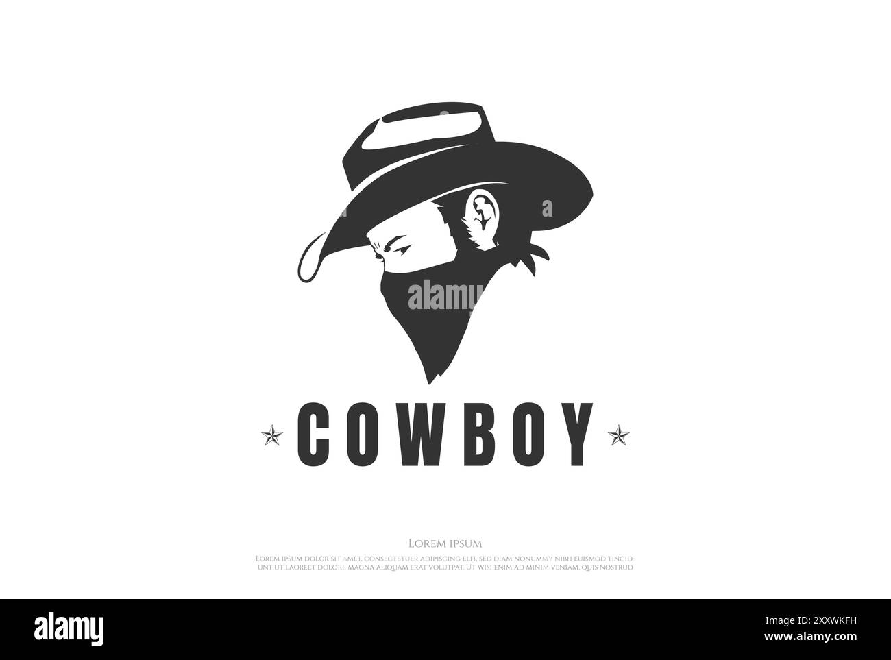 Cowboy avec Bandana Scarf Mask logo Design Vector Illustration de Vecteur