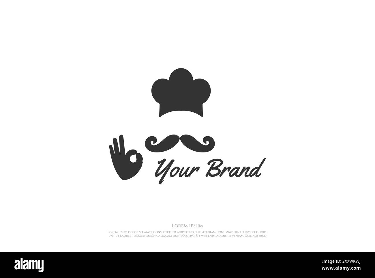 Chef chapeau moustache pour Bakery Food Restaurant logo Design vecteur Illustration de Vecteur