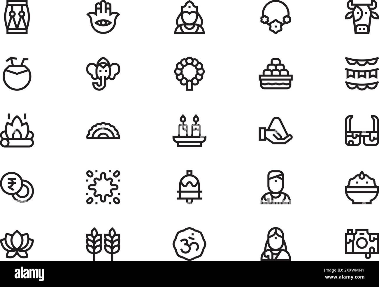 Holi festival ICONS collection est une illustration vectorielle avec trait modifiable. Illustration de Vecteur