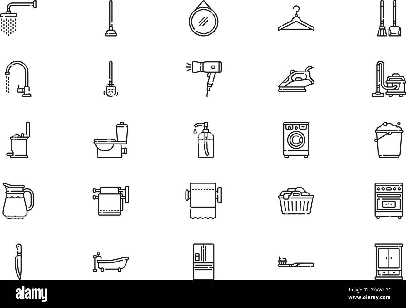 La collection d'icônes Homeware est une illustration vectorielle avec un trait modifiable. Illustration de Vecteur