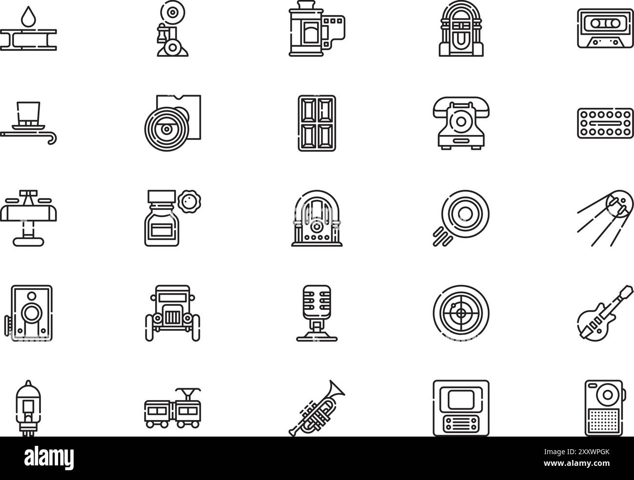 La collection d'icônes Decades est une illustration vectorielle avec un trait modifiable. Illustration de Vecteur