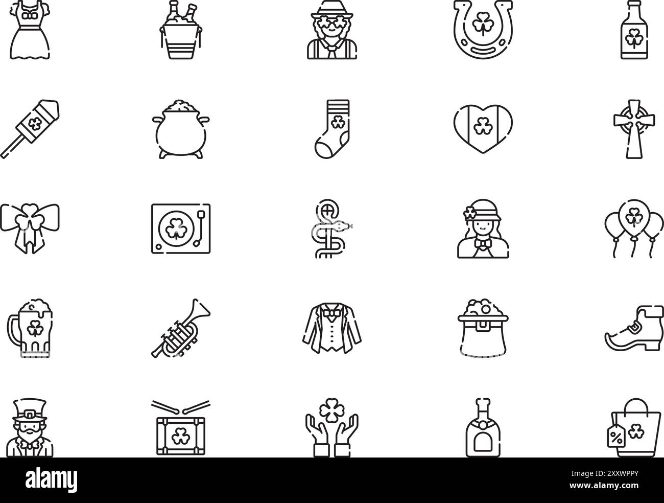 St patricks Day icons collection est une illustration vectorielle avec trait modifiable. Illustration de Vecteur