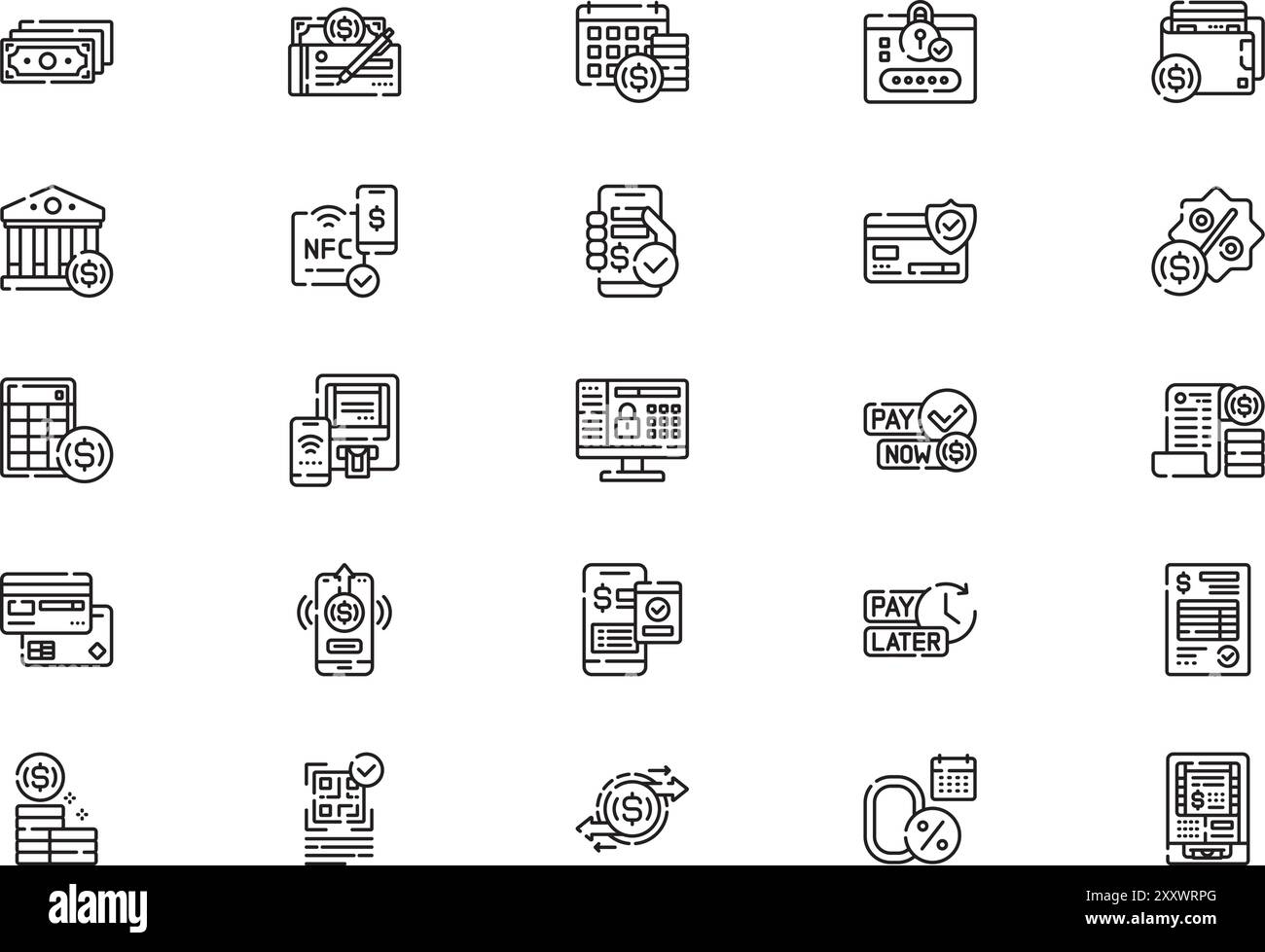 Collection d'icônes de paiement est une illustration vectorielle avec trait modifiable. Illustration de Vecteur