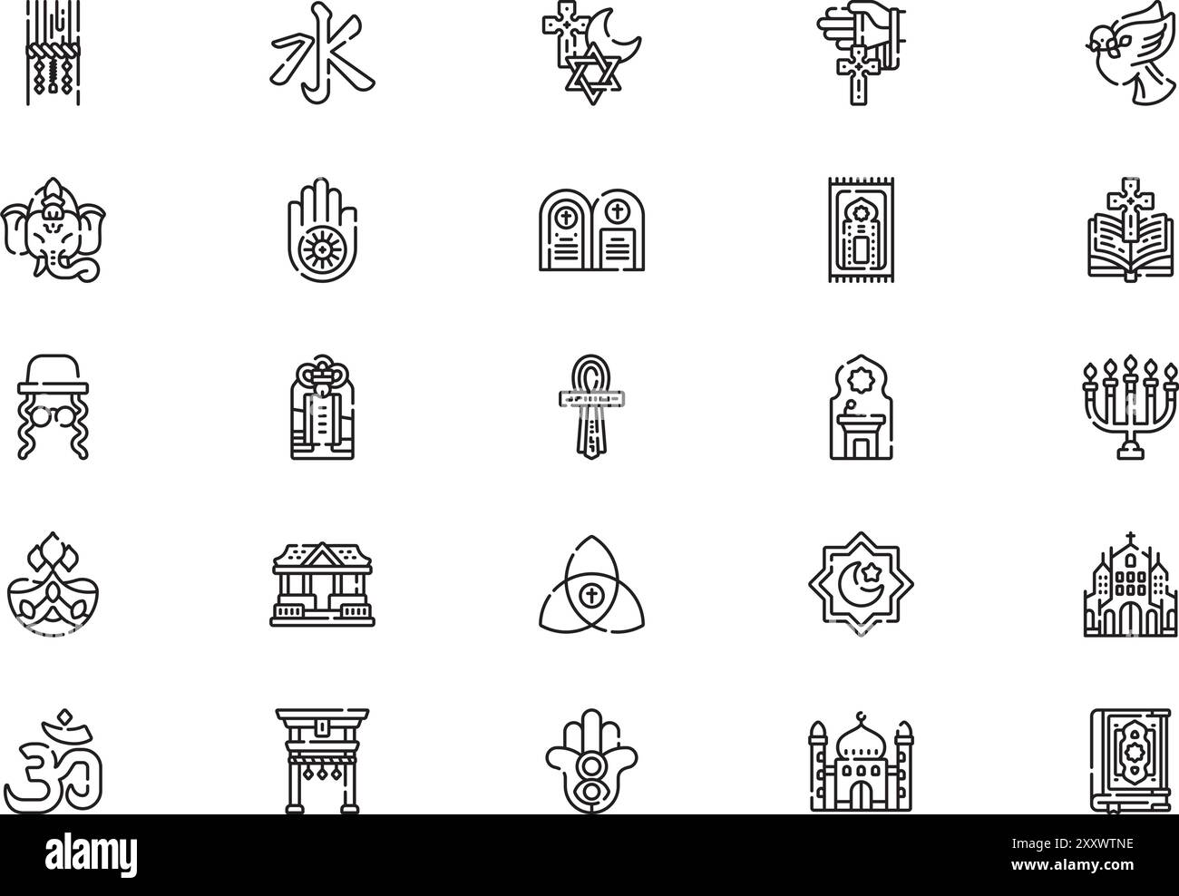 Religion Icons collection est une illustration vectorielle avec trait modifiable. Illustration de Vecteur