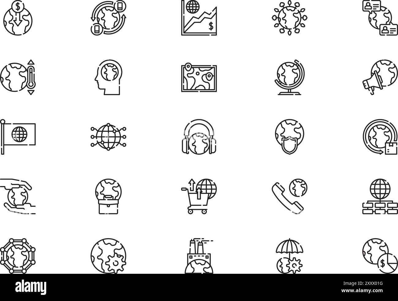 La collection d'icônes de globalisation est une illustration vectorielle avec un trait modifiable. Illustration de Vecteur