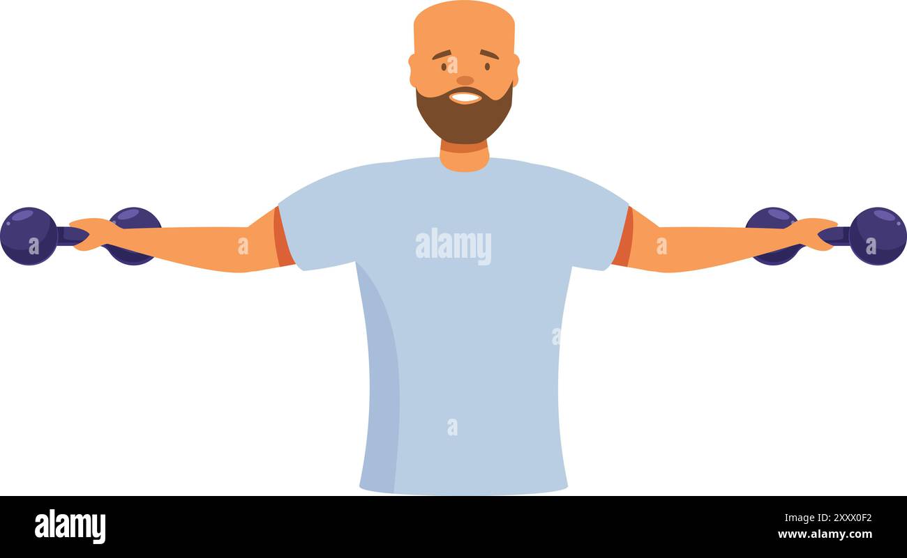 Sportsman soulève des haltères et fait des exercices de fitness Illustration de Vecteur